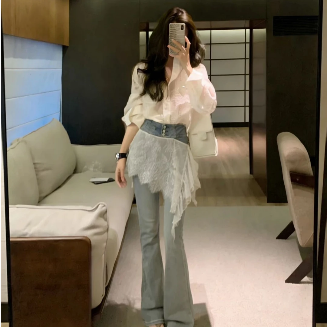 简约气质显瘦洋气休闲百搭性感辣妹外穿长袖设计上衣宽松长裤套装