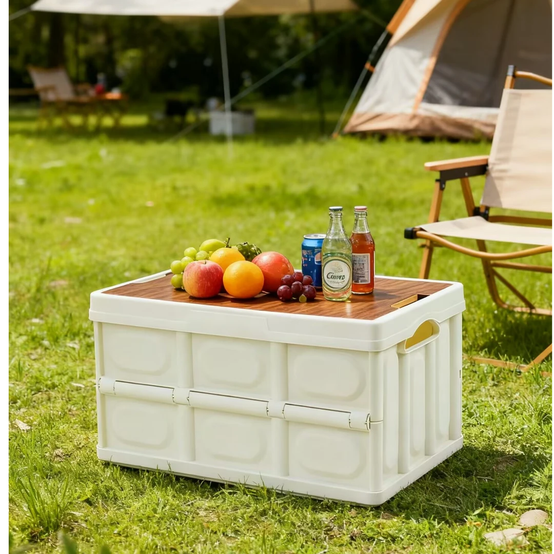 大容量户外露营可折叠收纳箱木盖款大号收纳箱