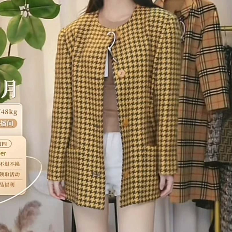 95新 Givenchy/纪梵希 千鸟格中长款外套/fy1346