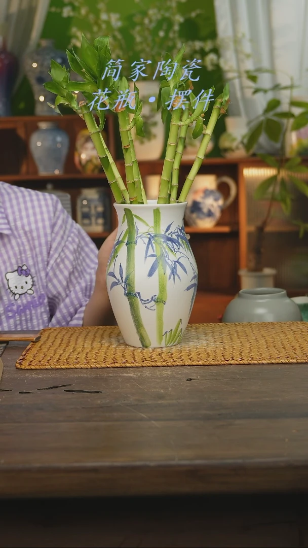 瓷片景德镇纯手工手绘花器摆件