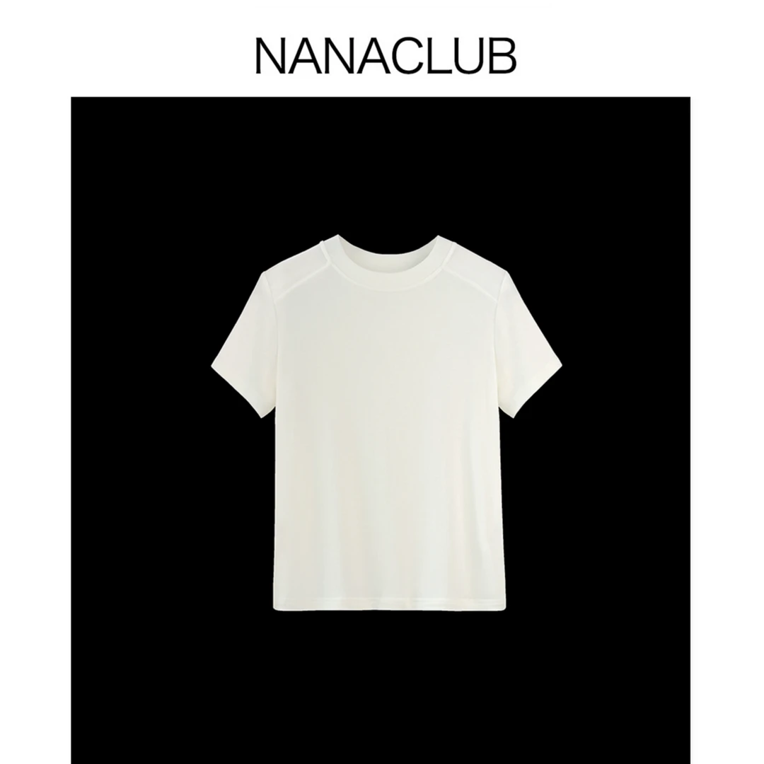 NANACLUB 轻松拥有直角肩 肩线醋酸天丝T恤 轻薄超弹裸感凉爽显瘦
