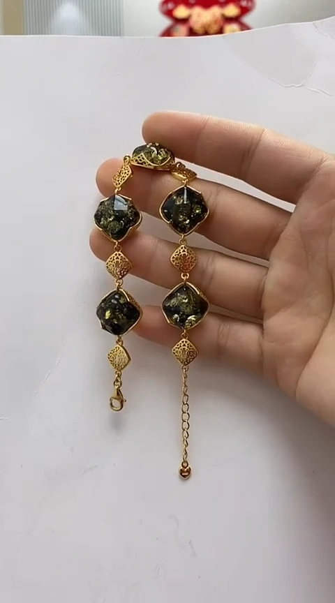 【闪购商品】琥珀裸石银S925镶嵌琥珀手链