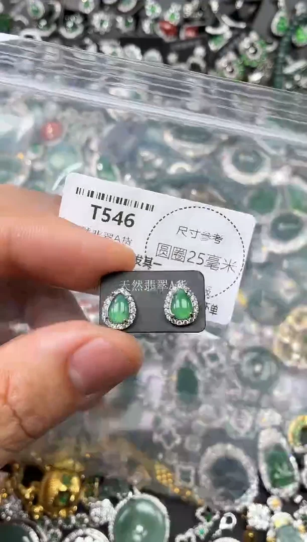 翡翠未镶嵌颈饰T546耳钉