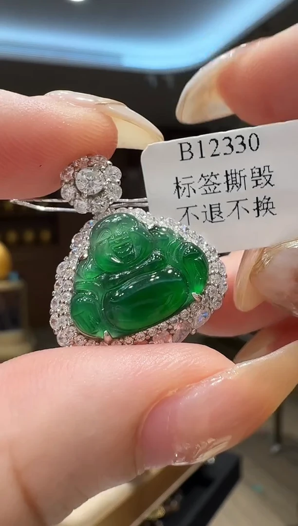吊坠(不含链)银S925镶嵌翡翠银镶