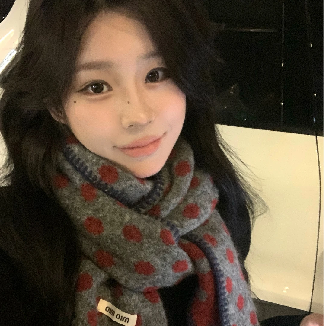 panruoyue韩版ins波点围巾秋季毛绒软糯保暖装饰氛围感百搭围脖