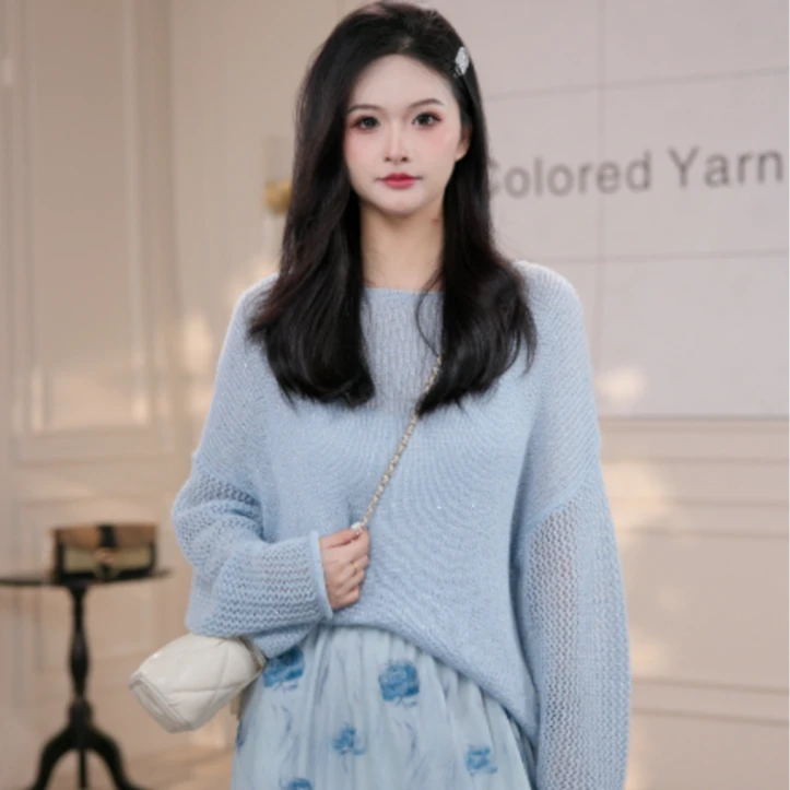 Basic House/百家好欧若风气质针织上衣显瘦百搭碎花半身裙两件套