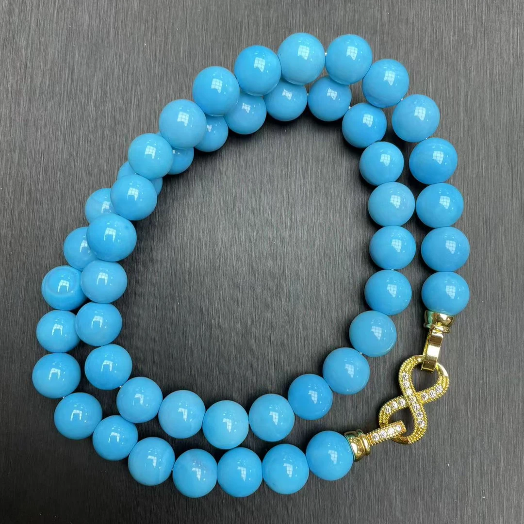 精选云盖寺高瓷高玉化睡美人蓝松八字扣玛瑙项链多样性发其一