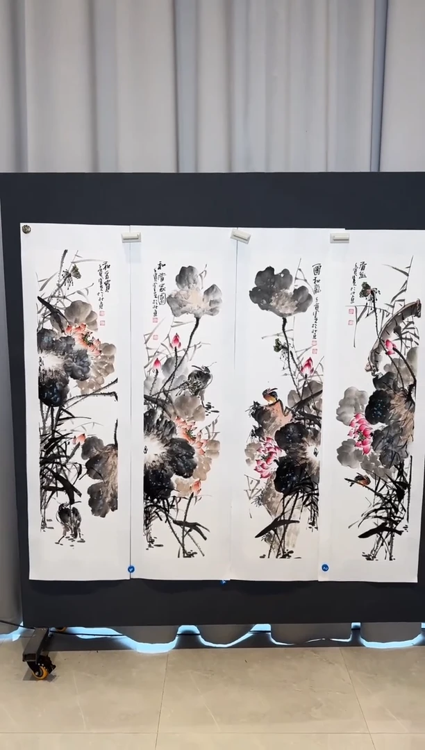 国画郝凤先花鸟四条屏2025-1227DH108