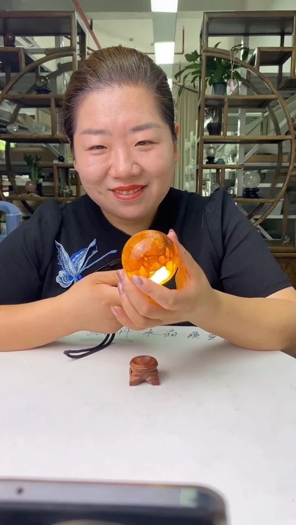 水晶珠宝半成品未镶嵌黄胶花球D719