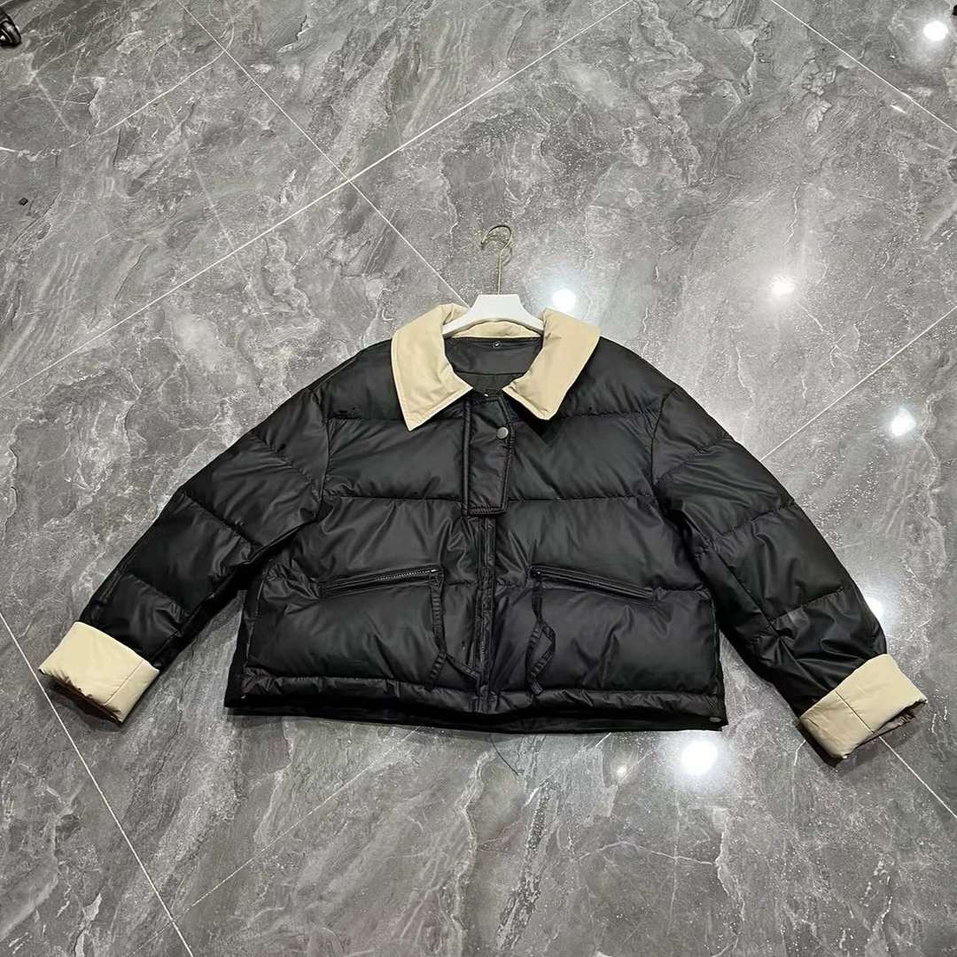 2024秋冬新款显瘦短款拼色棉衣时尚休闲面包服外套上衣A913长54