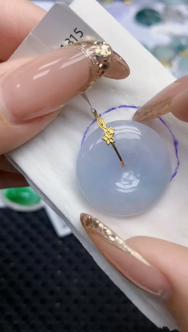 颈饰18K金镶嵌翡翠429   天然翡翠A货  百元以上9米证书费自理