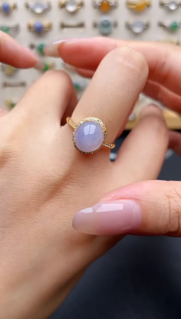 银S925镶嵌戒指翡翠一物一证一礼盒