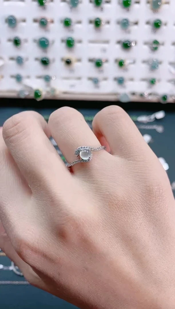 【闪购商品】翡翠戒指银S925镶嵌天然翡翠