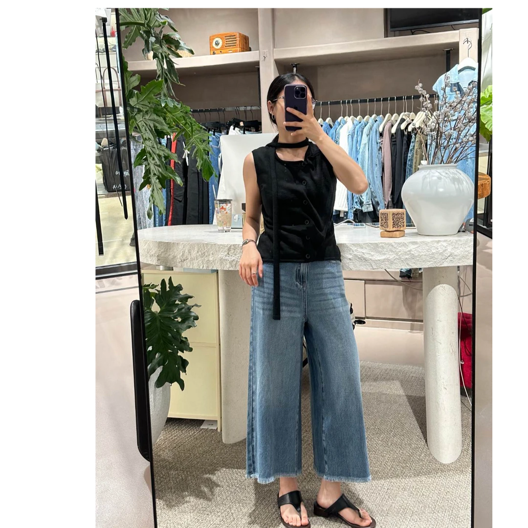 质社夏季无弹天丝汉麻八分直筒牛仔裤YS004