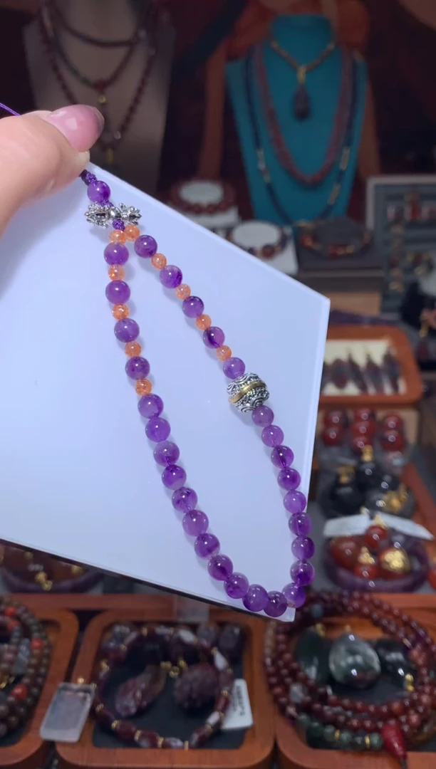 未镶嵌珠宝半成品水晶紫超七DIY手机挂