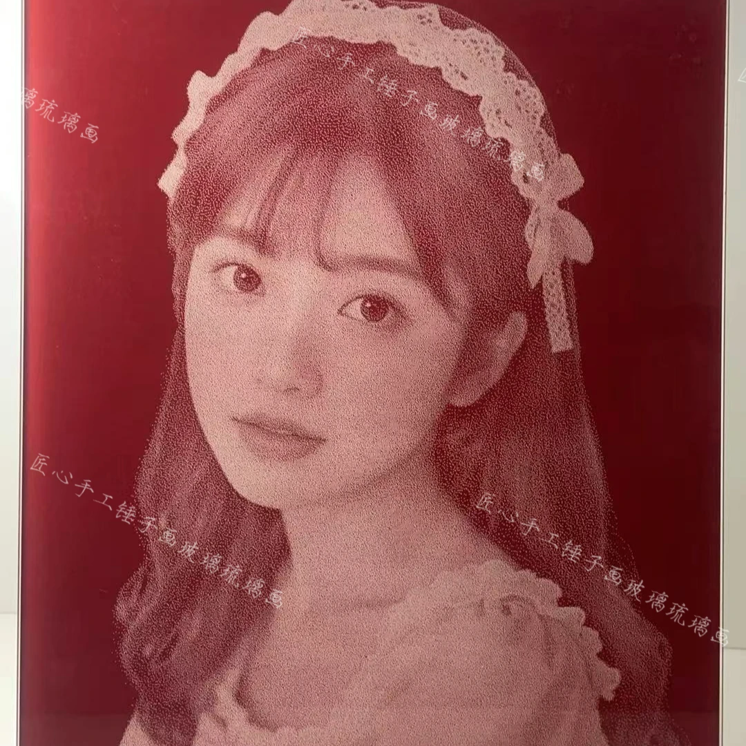 【七夕】15寸宝石红宝石蓝锤子玻璃画情侣生日礼物纪念日送女友