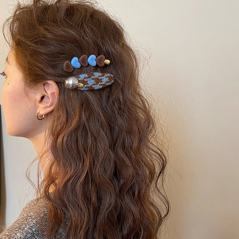 洋气感夹子女爱心撞色边夹一字前额侧发卡头饰刘海夹2025新款碎发