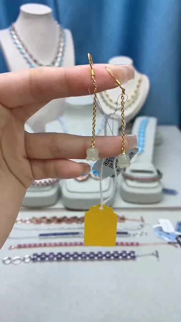 银S925镶嵌和田玉耳饰049BJ1209产品一个（多样性）