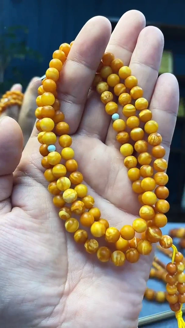 琥珀颈饰未镶嵌蜜蜡圆珠佛珠