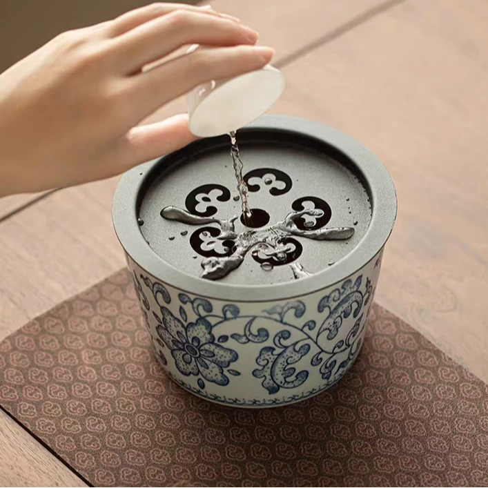 SD青花缠枝纹建水茶洗茶渣缸G 3496