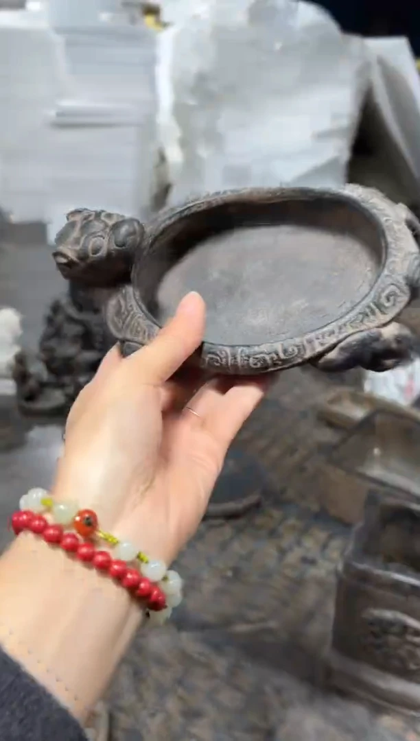 陶土小龙龟盆火山泥
