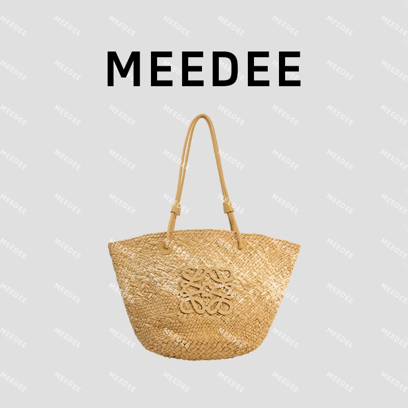Meedee春夏女士手工编织休闲大牌通勤度假时尚大容量夏日单肩包