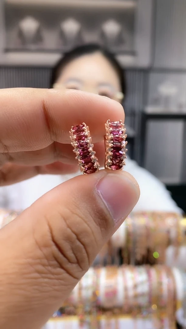 银S925镶嵌耳扣碧玺345354354345354