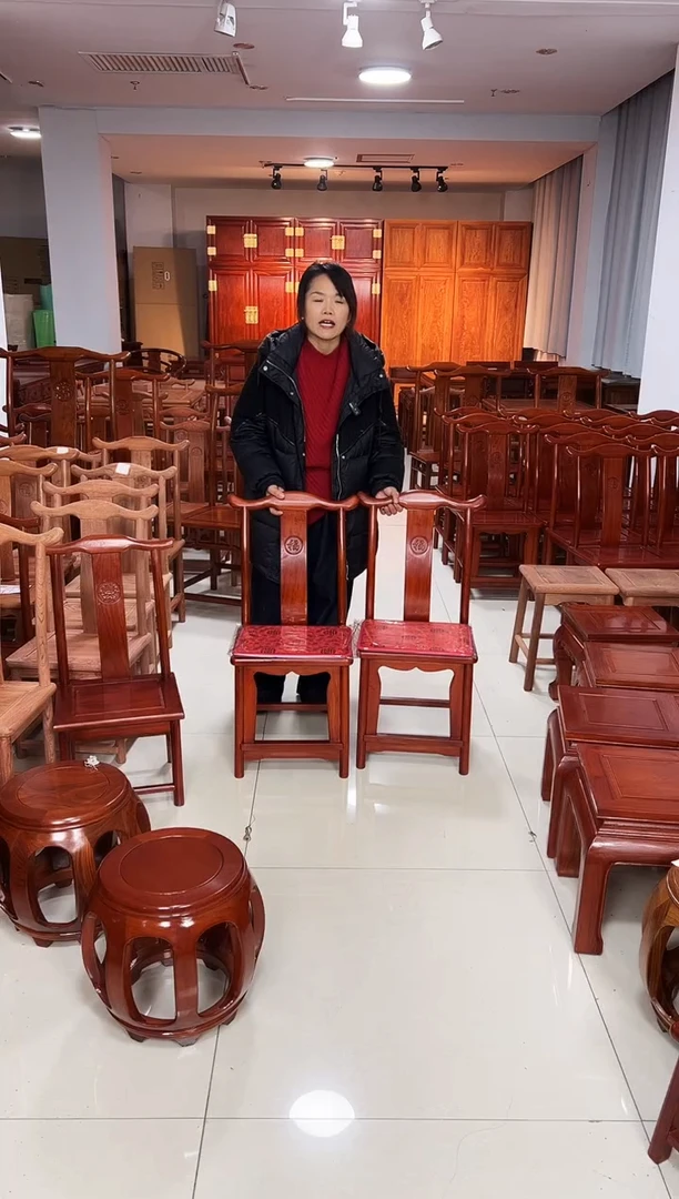 花梨木类家具用****9花梨木色小官帽小巴花一对