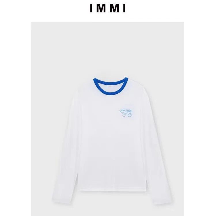 IMMI 25夏季新品樱桃印花撞色长袖T恤百搭MWESSJLT0493X女士