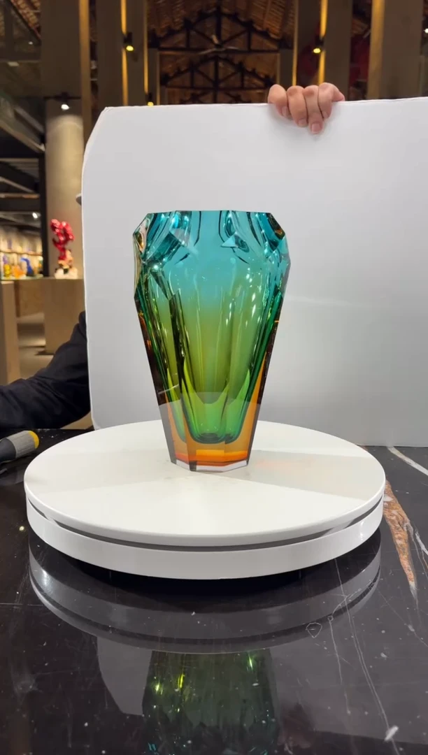 摆件CS0401017-1冰花琥珀金湖水蓝艺术琉璃花器