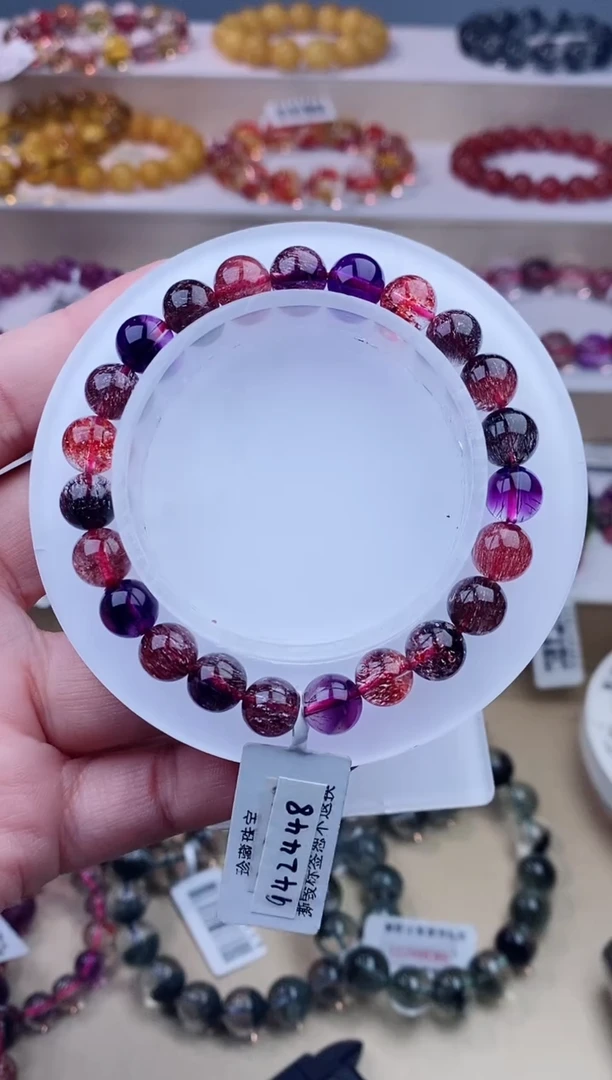 未镶嵌手链水晶黑加仑超七8m+