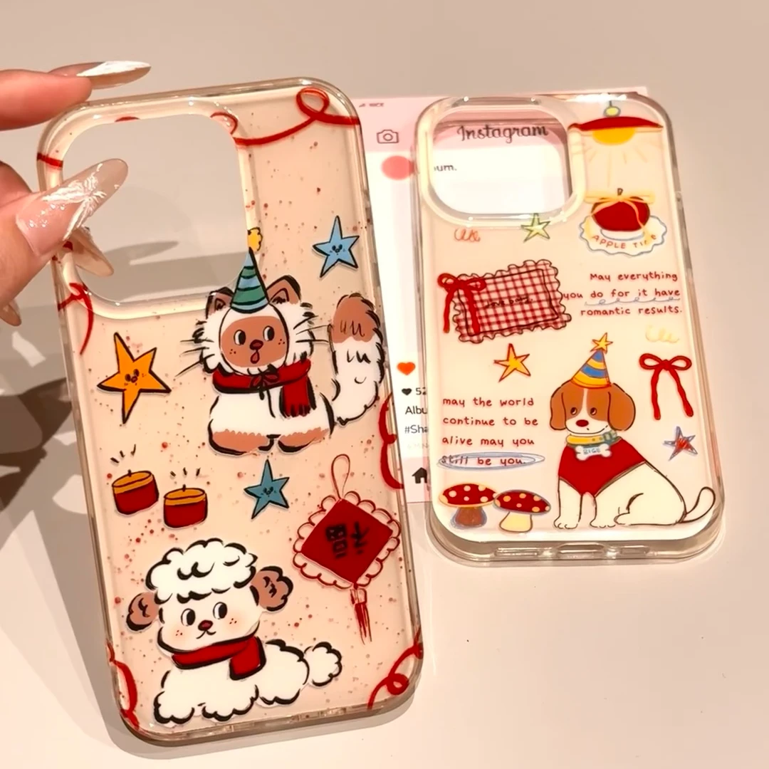 适用苹果15手机壳12/13/14ProMax卡通iPhone16/INS风15Plus网红xr