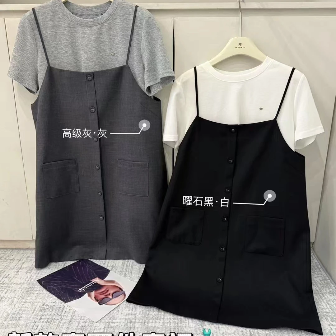 雷洛奇丽2025春季新款高级感显瘦吊带连衣裙叠穿背心裙