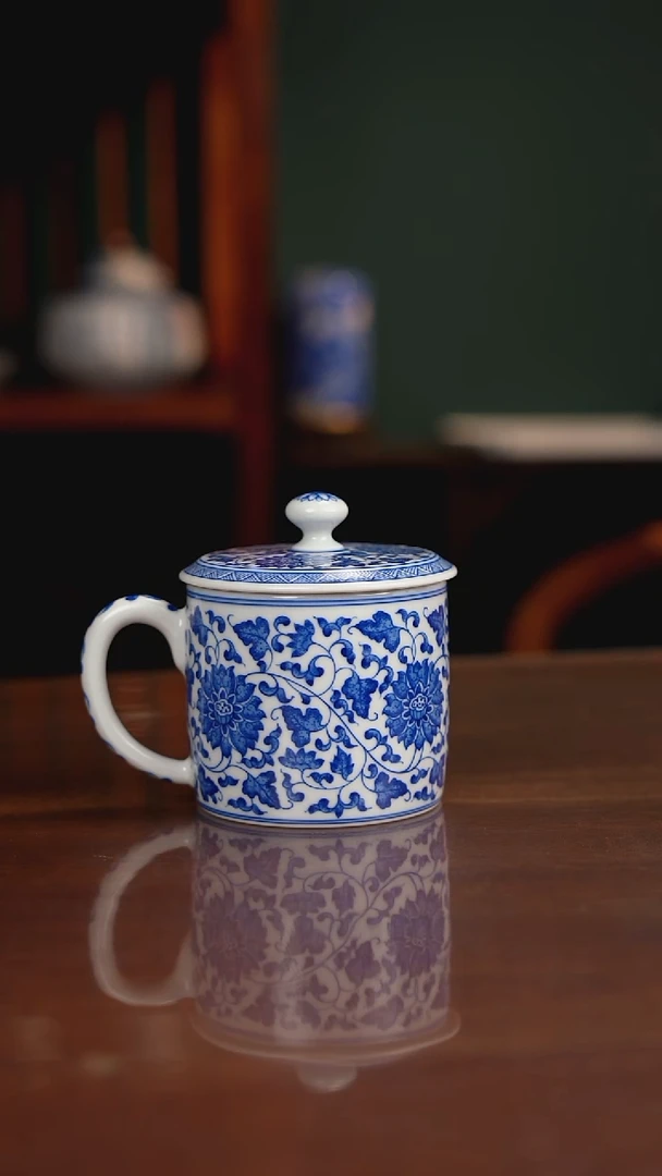 晓月柴窑 缠枝办公杯