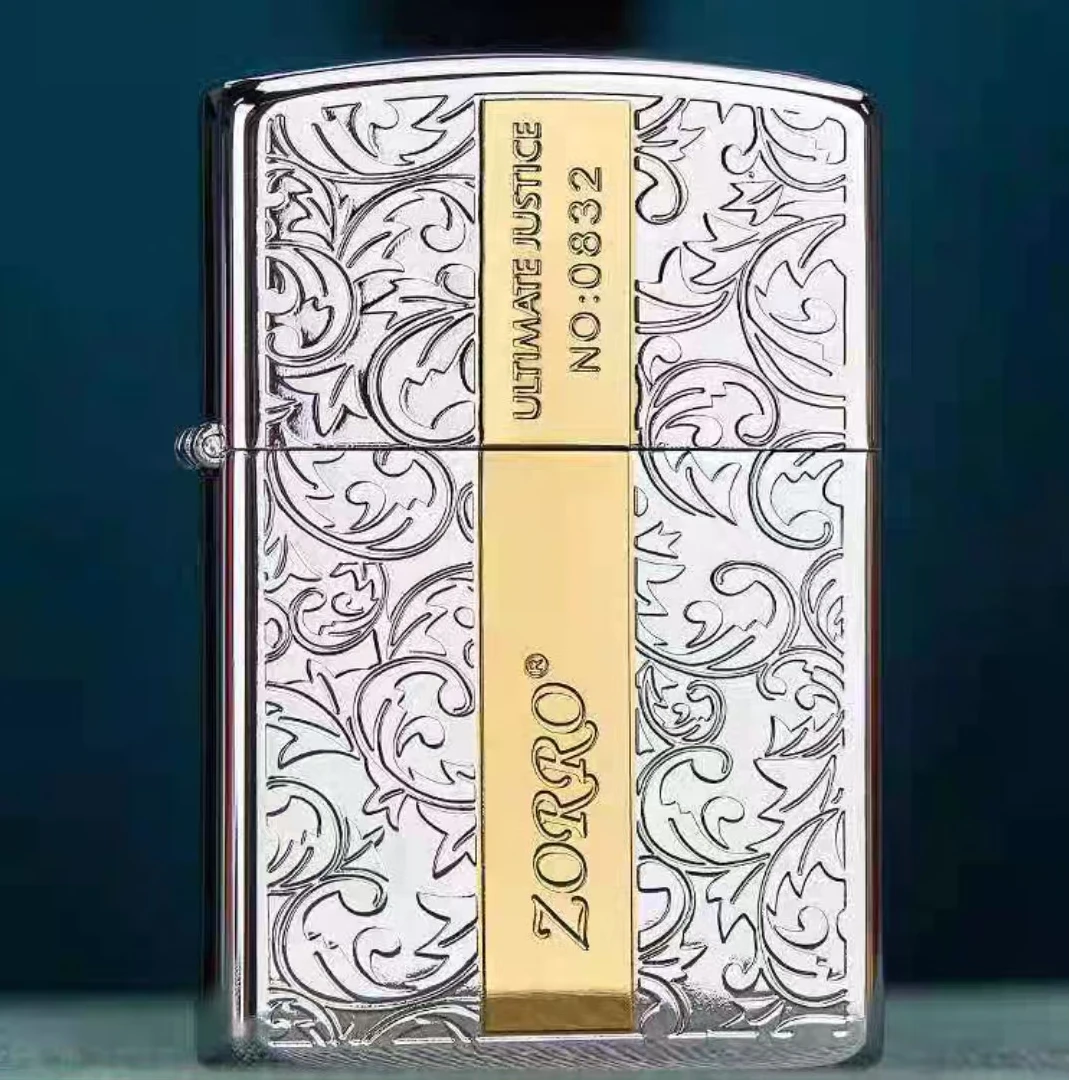 ZORRO竖标煤油打火机限量唐草双色男士礼品送礼防风打火机