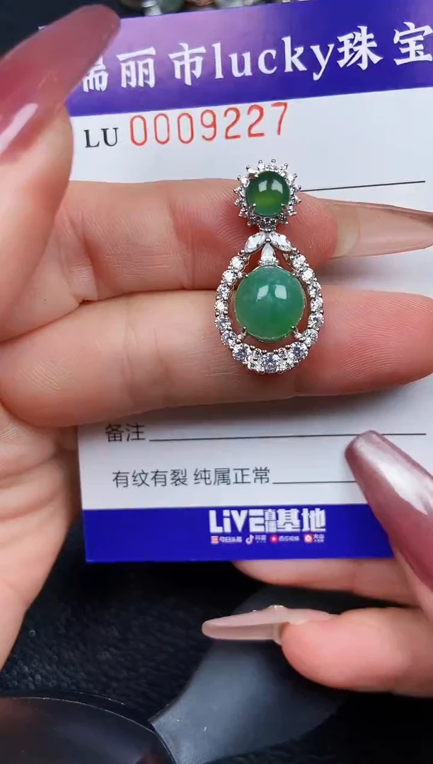 颈饰银S925镶嵌翡翠9227