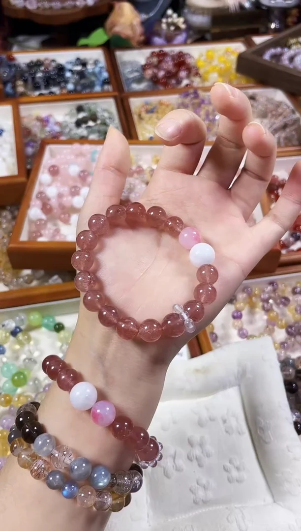 未镶嵌手串水晶天然星光草莓晶白幽灵蔷薇辉石手串