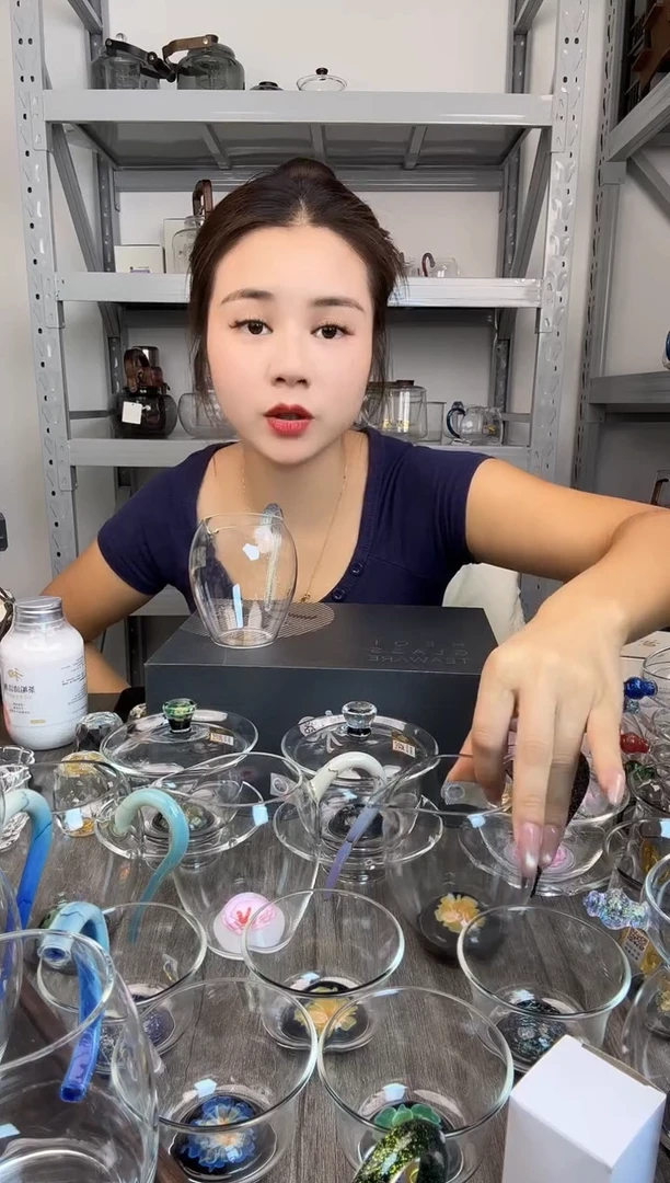 水晶玻璃无盖款?禾器蓝金怡然 黑斑斓星空公道杯 普通盒