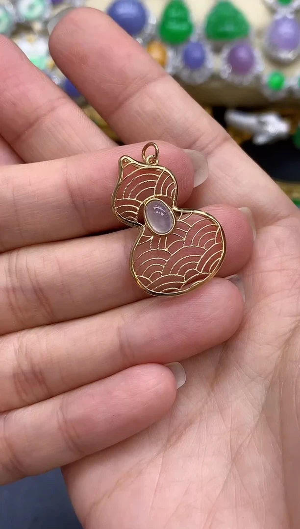 颈饰18K金镶嵌翡翠144-中国好珍宝