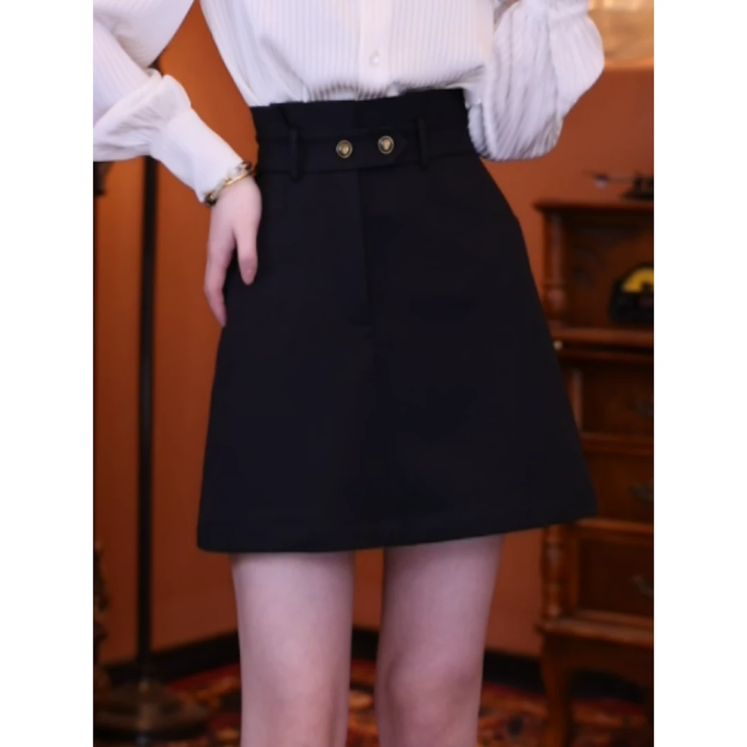 乐乐【心软的神】复古百搭显瘦半身裙高腰女装短裙01604