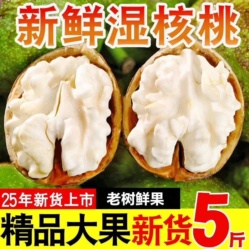 2025年现摘新鲜带青皮湿核桃嫩核桃薄壳核桃老树核桃孕妇坚果零食