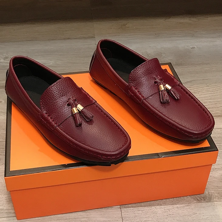 2025真皮豆豆鞋男士休闲一脚蹬软底百搭乐福鞋圆头潮流透气驾车鞋