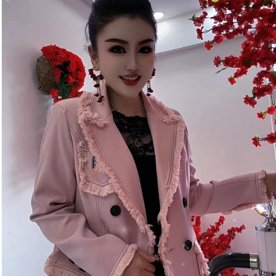 11896 新款爆单时尚百搭韩版轻奢外套+裤子两件套