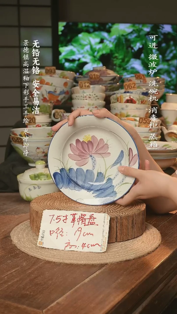 瓷景德镇高温瓷釉下彩手绘陶瓷