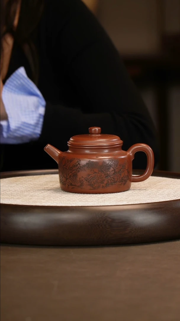 杨瑶芬 德钟  280c/办公杯/竹画/朱泥紫泥一对杯