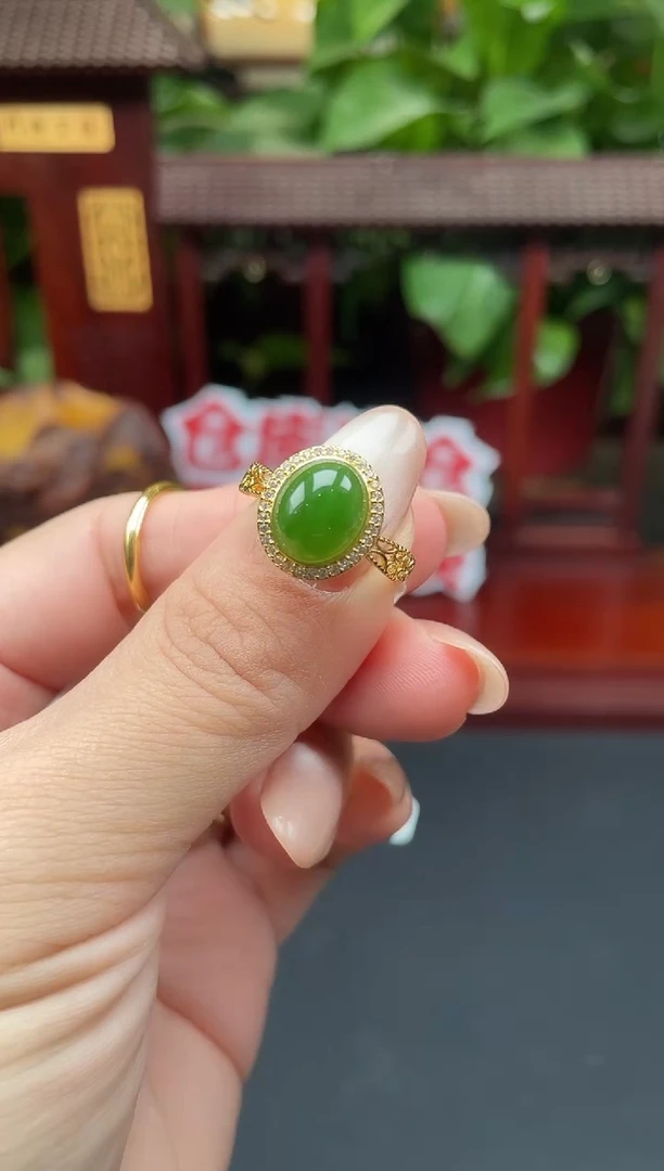 银S925镶嵌戒指和田玉戒指B004多样性发其一