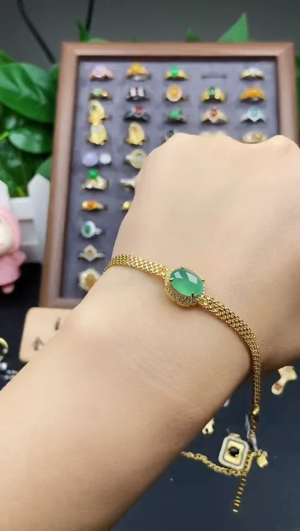 银S925镶嵌手链翡翠12