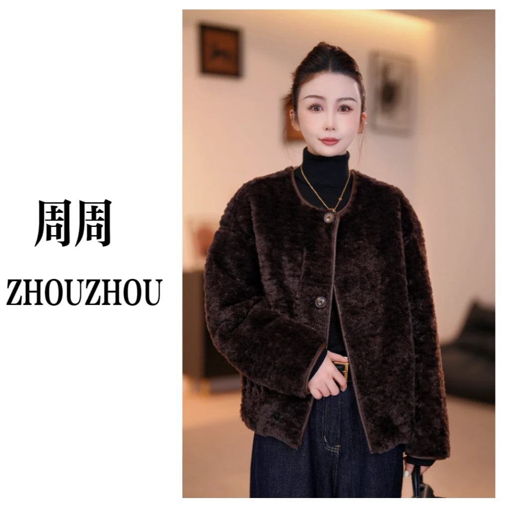 【周周】气质小香风冬季新款百搭毛呢外套