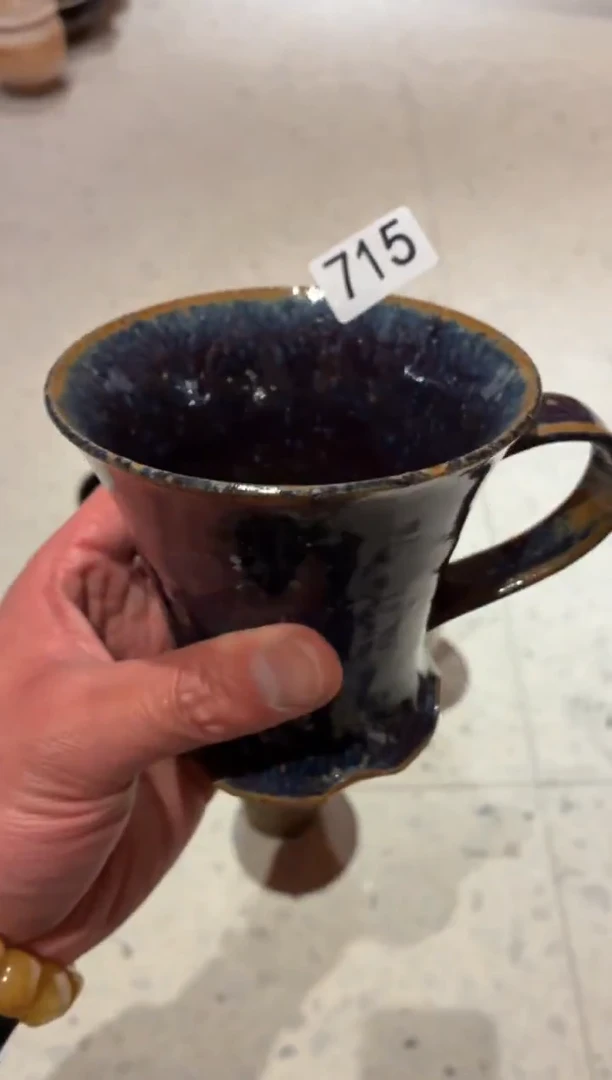 瓷片宇***哥715微瑕苏打紫裙边咖啡杯1个
