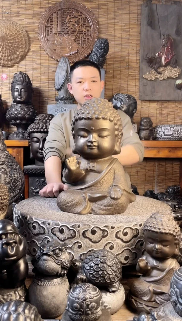 【闪购商品】40宝宝佛天然青石雕刻